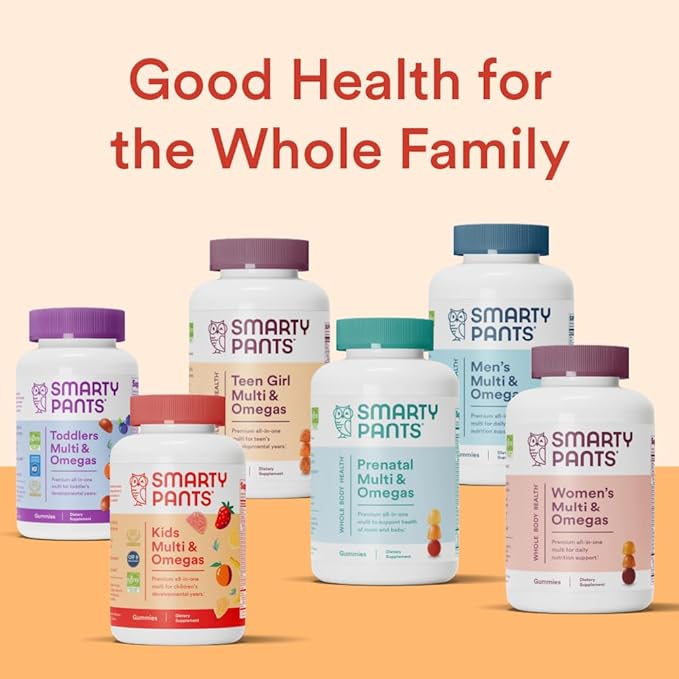 SmartyPants Kids Multivitamin Gummies: Omega 3 Fish Oil (EPA/DHA), Vitamin D3, C, Vitamin B12, B6, Vitamin A, K & Zinc for Immune Support, Gluten Free, Three Fruit Flavors, 90 Count (22 Day Supply)