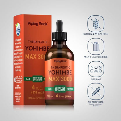Piping Rock Yohimbe Bark Extract Liquid | 4 Fl Oz | Supplement for Men & Women | Alcohol Free Herbal Drops | Vegetarian, Non-GMO, Gluten Free