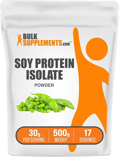 BulkSupplements.com Soy Protein Isolate Powder - Vegan Protein Powder, Soy Protein Powder - Unflavored Protein Powder, Gluten Free, 30g per Serving, 500g (1.1 lbs) (Pack of 1)