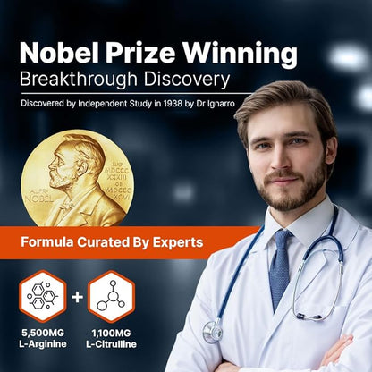 L-ARGININE PRO | L-arginine Supplement Drink Mix Powder | 5,500mg of L-arginine Plus 1,100mg L-Citrulline (1, Orange)