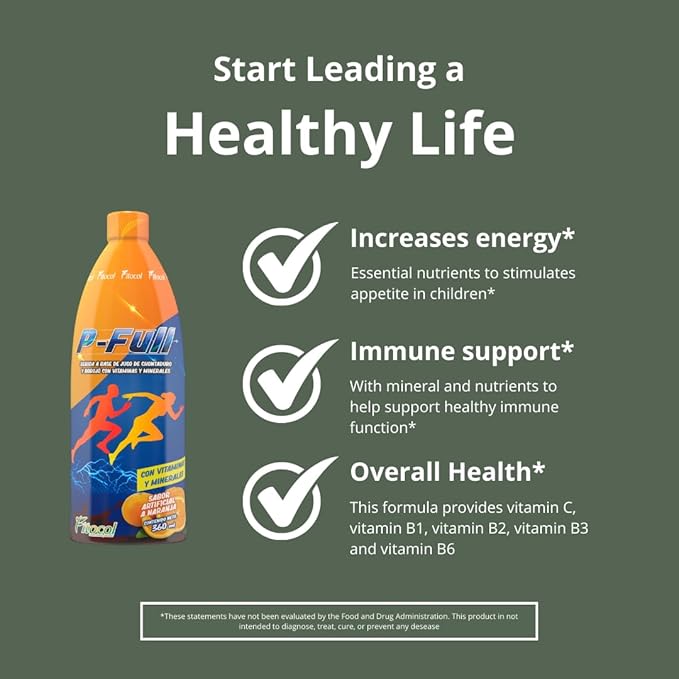 FITOCOL P-Full, Liquid Multivitamins for Women and Men, Mineral and Vitamin Drink with Chontaduro y Borojo, Liquid Vitamins with Orange Flavor, 360ml