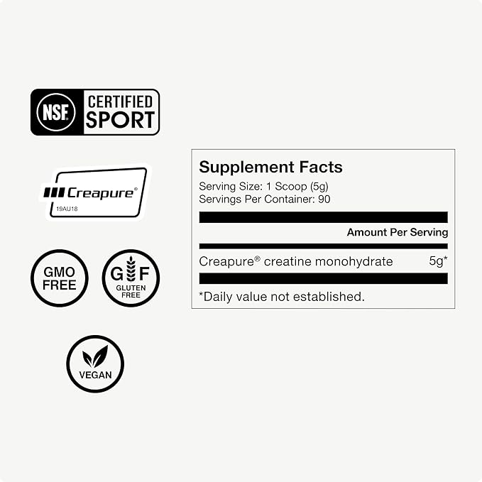 Momentous Creatine Monohydrate Powder - Creapure Creatine Powder Supports Strength, Lean Muscle, & Recovery for Men & Women - 5g Per Serving, 90 Servings