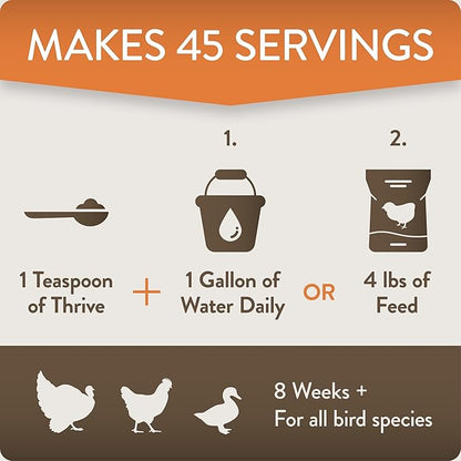 Thrive, Daily Probiotic & Prebiotic Poultry Supplement for Chickens 8+ Weeks Old, 8 oz