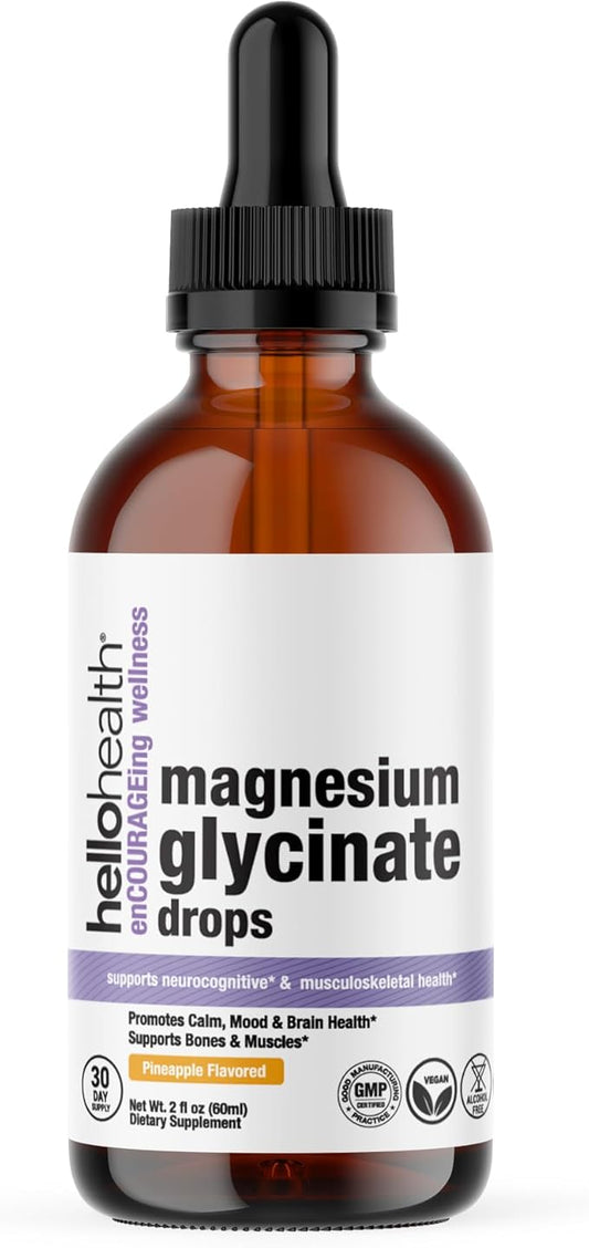 Magnesium Glycinate Liquid Magnesium Supplement Women, Men & Kids – Magnesium Bisglycinate 100 mg for Natural Calm, Muscle Recovery, Joint Support – Magnesium Liquid Vitamins, 30 Days Pineapple Flavor