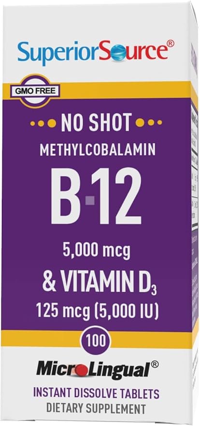 Superior Source Methyl B12 and Vitamin D3 5000 IU Multivitamins, 5000 mcg, 100 Count