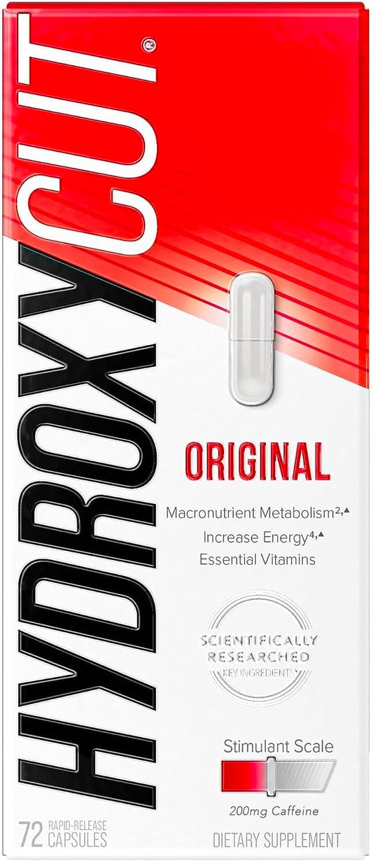 Hydroxycut Original - 72 Rapid-Release Capsules - 200 mg Caffeine - Boost Metabolism, Burn Calories, Increase Energy - for Women & Men