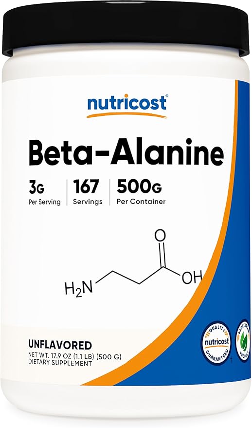 Nutricost Beta Alanine Powder 500 Grams (1.1lbs) - Pure Beta Alanine, Gluten Free & Non-GMO