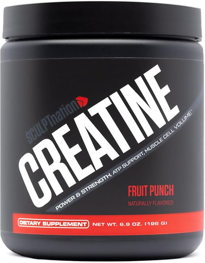 Sculpt Nation by V Shred Creatine - Premium Creatine Monohydrate Powder to Support Muscles, Energy, and Brain Function, Fruit Punch Flavored Creatine - 30 Servings