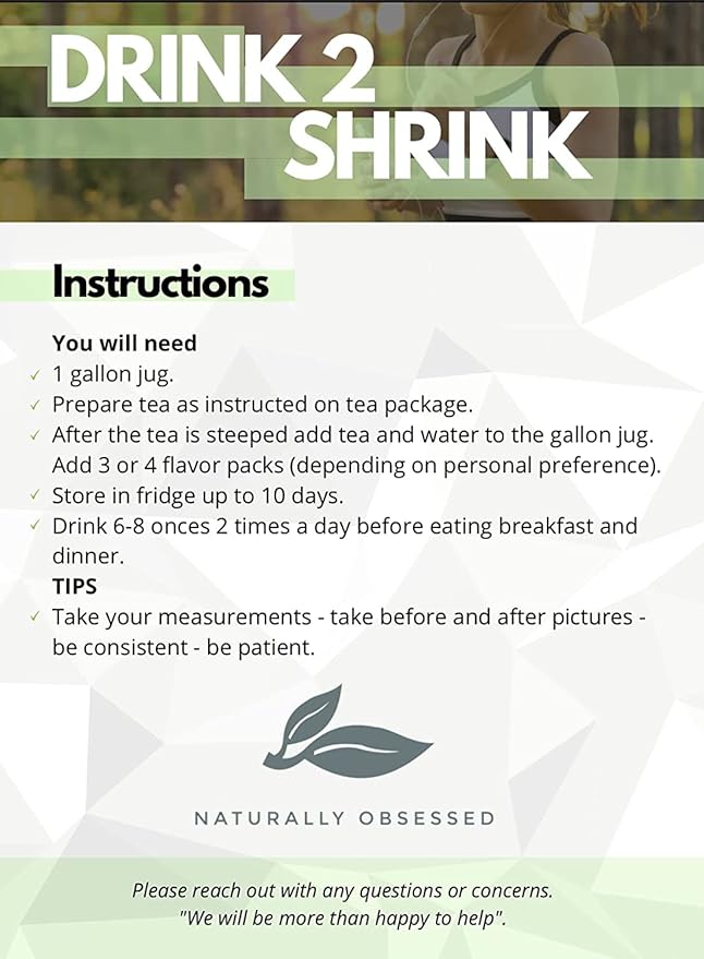 2 Week DRINK2SHRINK Detox Tea Formula Flat Belly System Detox Kit | NOT PREMADE (Pineapple & Peach)