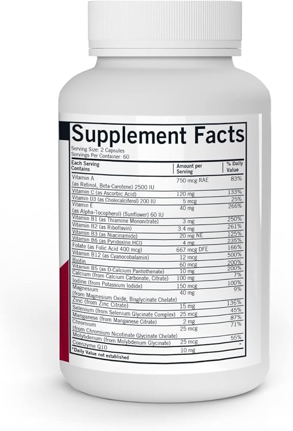 Kirkman - Children’s Multivitamin & Mineral Capsules - 120 Capsules - Potent Broad Spectrum Vitamin/Mineral Supplement - with Coenzyme Q-10 - No Artificial Colors or Flavors