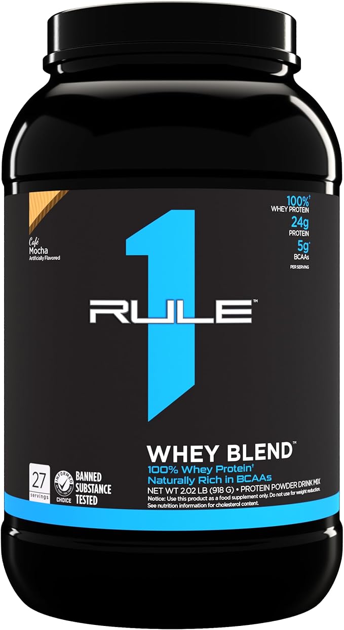 Rule One Proteins Whey Blend - Café Mocha, 24g Fast-Acting Whey Protein Concentrates, Isolates, and Hydrolysates Per Serving, with Naturally Occurring EAAs and BCAAs, 2lbs