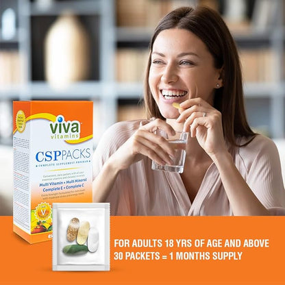 CSP Packs Extra Strength - Multivitamin and Multi Mineral Supplements Complete E & C, Immunity Vitamin Supplements for Menand Women, Complete Wellness Formula for Immune Support, 30 Packs