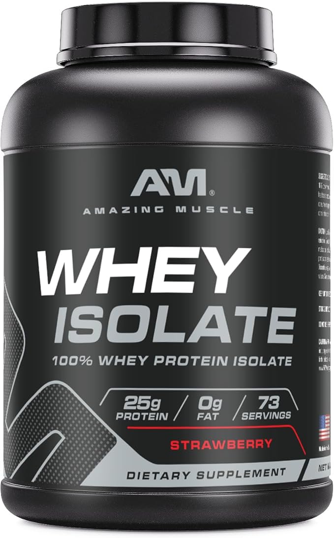 Whey Protein Isolate Powder | 25 Grams Protein Per Serving | 100% Whey Isolate | Zero Fat | Made in USA (5 Lb, Strawberry)
