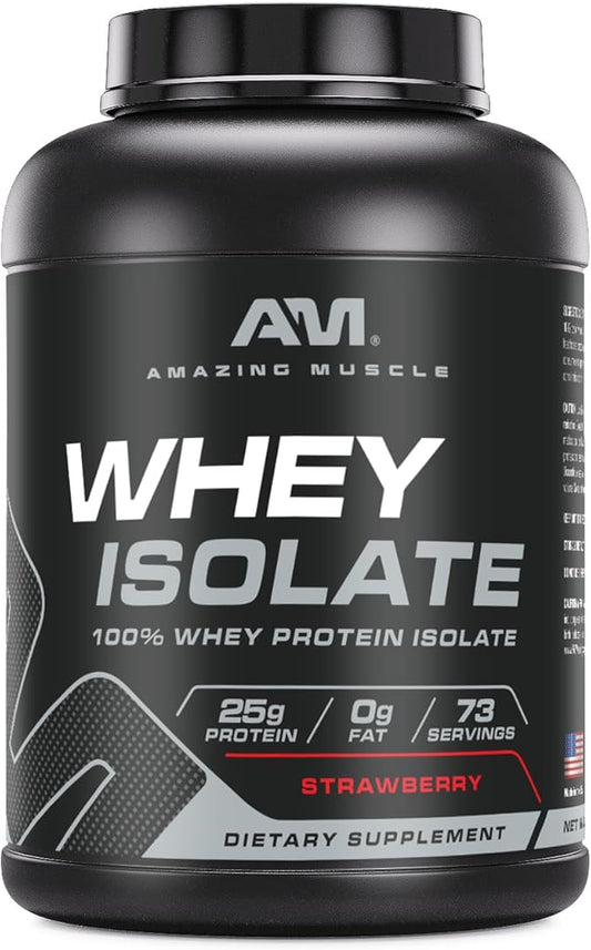 Whey Protein Isolate Powder | 25 Grams Protein Per Serving | 100% Whey Isolate | Zero Fat | Made in USA (5 Lb, Strawberry)