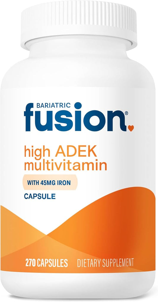 Bariatric Fusion High ADEK Multivitamin with Iron | Bariatric Multivitamin for Duodenal Switch | Easy to Swallow ADEK Vitamins Bariatric | 270 Capsules | Three Month Supply