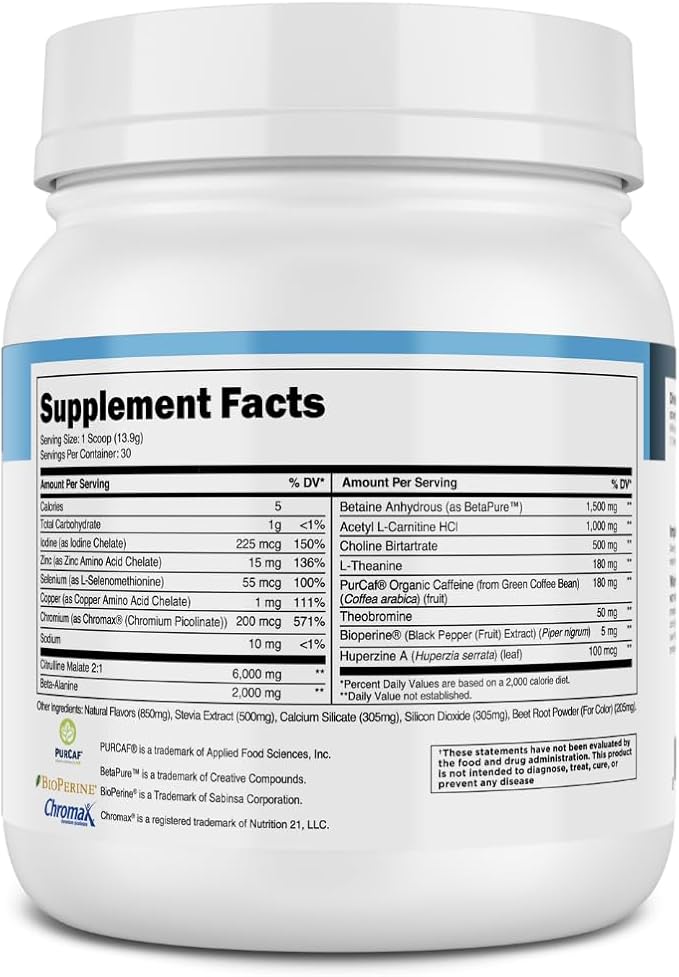 Transparent Labs Lean Pre-Workout - Body Recomposition Pre Workout for Men and Women with Acetyl L-Carnitine, Beta Alanine Powder, & PurCaf Organic Caffeine Powder - 30 Servings, Cherry Splash
