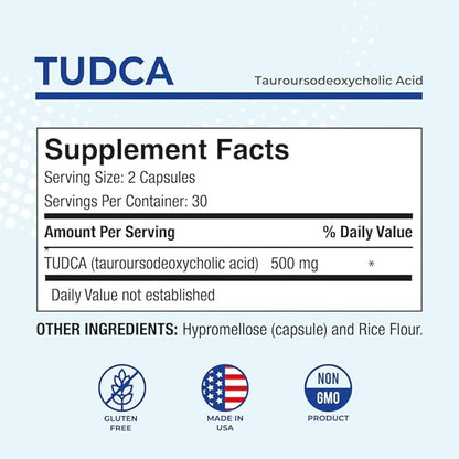 Puregen Labs TUDCA (Tauroursodeoxycholic Acid) 500mg per Serving, Bile Salts Liver Supplement | No Harmful Additives | Non-GMO | Gluten Free | Made in USA - Total 120 Vegetarian Capsules