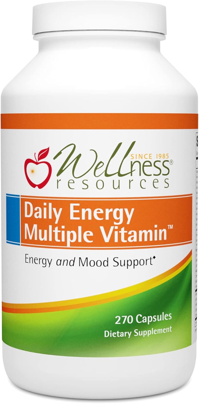 Wellness Resources Daily Energy Multiple Vitamin - 100% coenzyme B Vitamins Including Methylfolate and Methylated B12 with Other Important Cofactors for Energy, Stress, and Mood (270 Capsules)