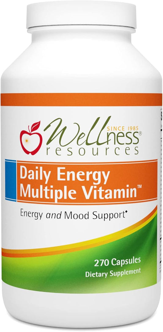 Wellness Resources Daily Energy Multiple Vitamin - 100% coenzyme B Vitamins Including Methylfolate and Methylated B12 with Other Important Cofactors for Energy, Stress, and Mood (270 Capsules)