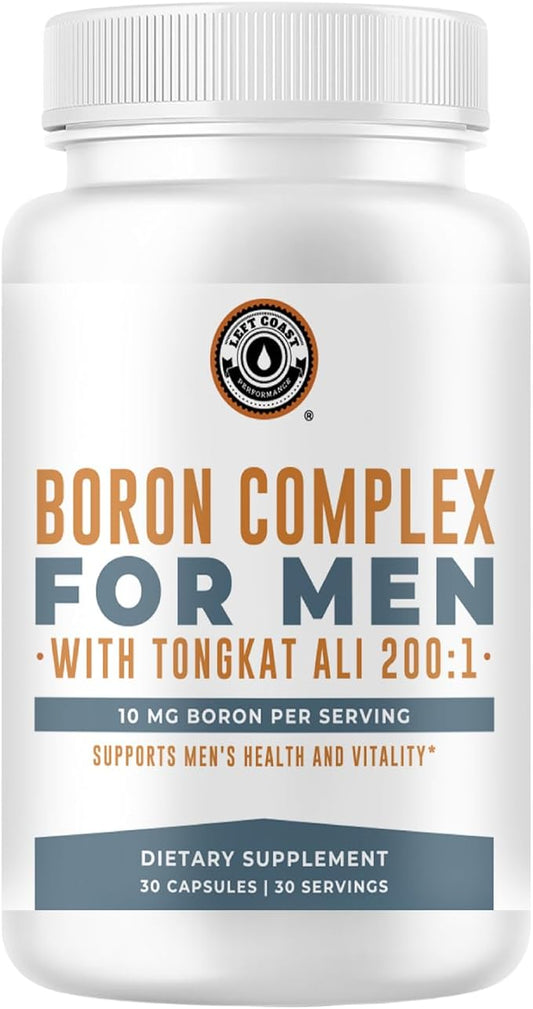 Boron Supplement For Men With Tongkat Ali - Boron 10mg, Vitamin D3, Zinc Picolinate 30mg, Longjack Tongkat Ali For Men - Boron Citrate For Men’s Health - Non GMO, Gluten Free, No Allergens - 30 ct