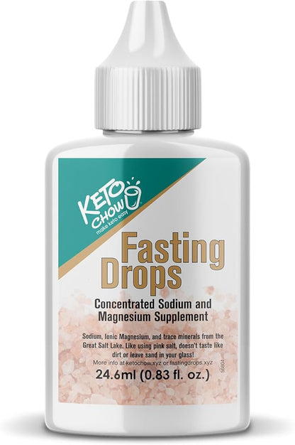 Keto Chow Fasting Drops | Sodium and Ionic Magnesium Fasting Supplement | Intermittent Fasting Mineral Supplements | Electrolyte Replenisher | On The Go Container | (24ml Pocket Flask)