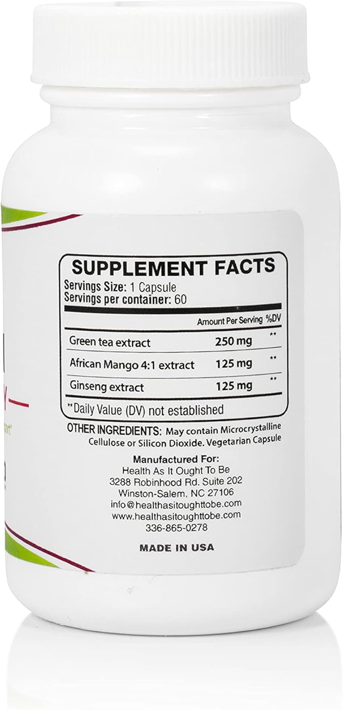 Health As It Ought to Be Leptin Syn3rgy Supplement | Physician Formulated Capsules with Green Tea, African Mango, Ginseng | 60 Capsules