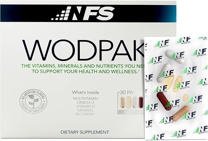 NF Sports WodPak Complete Daily Multivitamin for Men and Women, Soft-Gel Berry-Flavored Multivitamins with Vitamin D, Vitamin D3, Zinc, Omega 3, 30 Servings (Pack of 1)