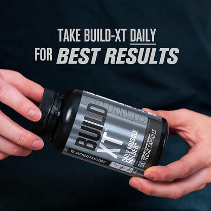 Jacked Factory Build-XT Daily Muscle Builder & Performance Enhancer - Muscle Building Supplement for Muscular Strength & Growth | Trademarked Ingredients Peak02, ElevATP, & Astragin - 60 Veggie Pills