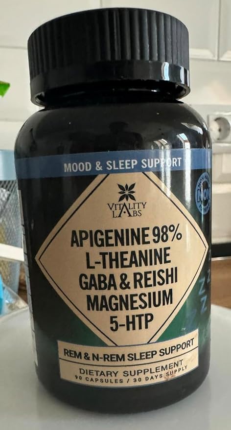 Natural Sleep Aid Supplement for Adults Without Melatonin - Non-Habit Forming Herbal Sleep - GABA, L-Theanine, Reishi Mushroom, Apigenin, Magnesium Glycinate, 5-HTP - 90 Vegan Capsules