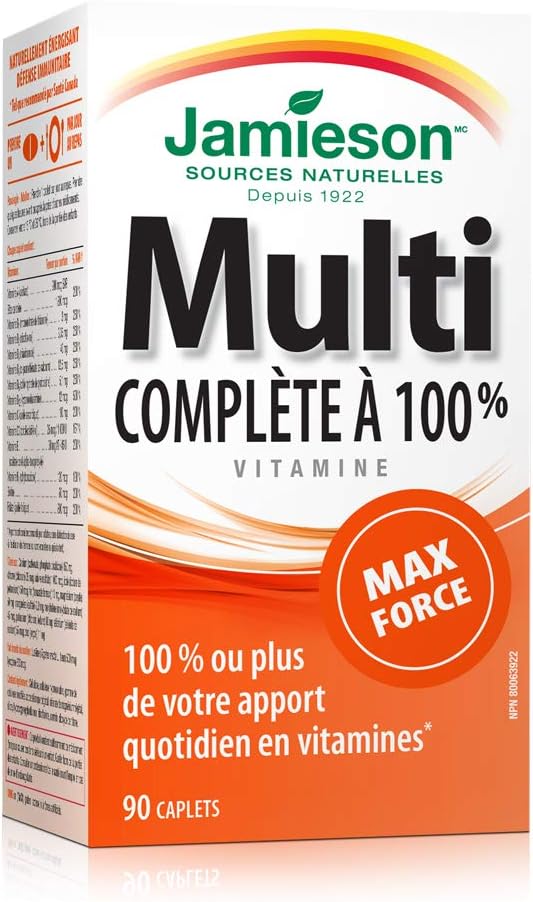 Jamieson 100% Complete Multivitamin Max Strength formula, 90 Capsules