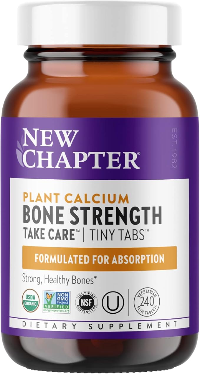 New Chapter Calcium Supplement - Bone Strength Tiny Tabs Organic Calcium with Magnesium, Vitamin D3+K2, 70+ Trace Minerals for Bone Health, Gluten Free, Easy to Swallow - 240 ct