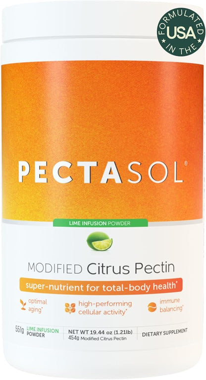 PectaSol Modified Citrus Pectin – 551g Lime Powder – Total-Body Health Supplement to Support Heart, Immune System, Inflammation Response & Healthy Aging + Maintain Healthy Galectin-3 Levels