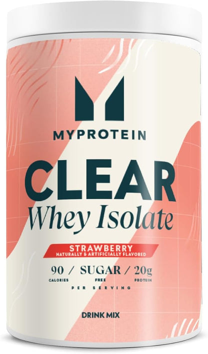 Myprotein Clear Whey Isolate Protein Powder, 1.1 Lb (20 Servings) Strawberry, 20g Protein per Serving, Naturally Flavored Drink Mix
