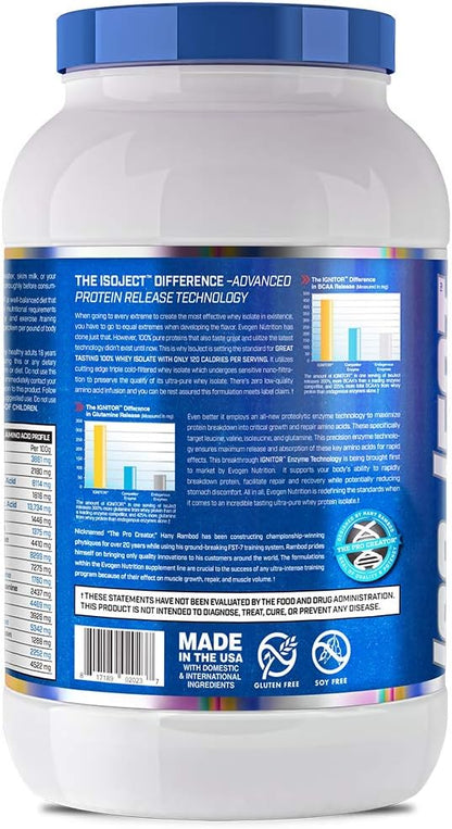 Evogen Isoject - Whey Isolate Protein Powder | Ultra-Pure Whey Isolate, Enhanced Absorption & Recovery | Ignitor Enzymes, BCAAs, EAAs | Chocolate Peanut Butter | 28 Servings
