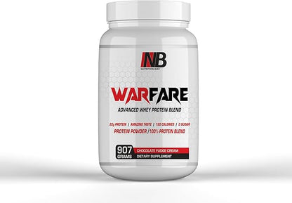 Warfare 2 lbs Advanced Whey Protein Blend 22g Protein per Serving Amazing Flavors (2 lbs, Chocolate Fudge Cream)