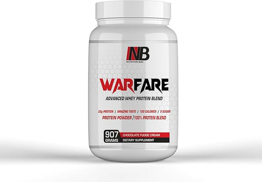 Warfare 2 lbs Advanced Whey Protein Blend 22g Protein per Serving Amazing Flavors (2 lbs, Chocolate Fudge Cream)