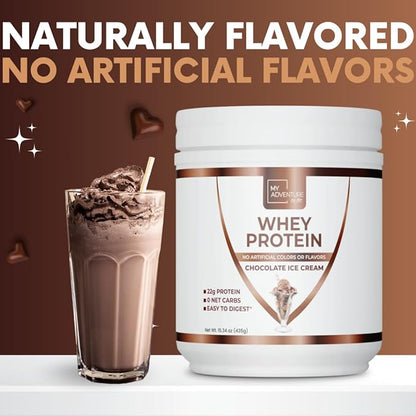 My Adventure to Fit Whey Isolate Protein Powder - Low Carb Protein Powder for Women - Sweetened with Stevia Whey Isolate Protein for Muscle Growth - Protein Powder (Chocolate Ice Cream, 15 Servings)