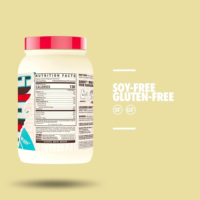 GHOST Whey Protein Powder, Milk Chocolate - 2LB Tub, 25G of Protein - Flavored Isolate, Concentrate & Hydrolyzed Whey Protein Blend - Post Workout Shakes - Soy & Gluten Free