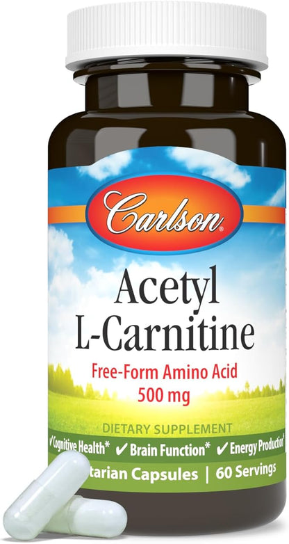 Carlson Labs Acetyl L-Carnitine, 500mg, 60 Capsules