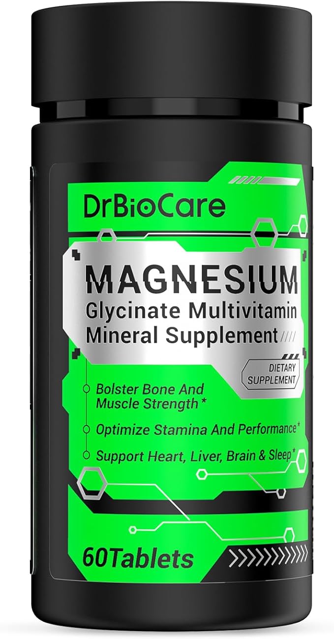 Energy Boost & Magnesium Glycinate, Contains Vitamin D3, Vitamin C, Turmeric Supplement, Ashwagandha Supplement, Milk Thistle, Calcium Supplement & Magnesium Supplement 60 Tablets