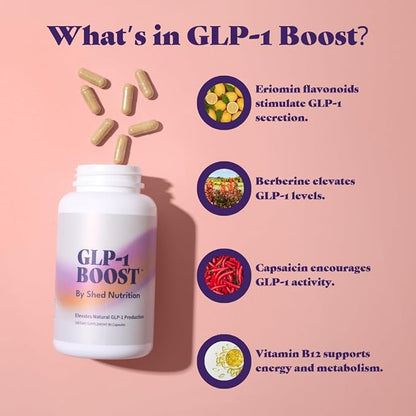 GLP-1 Boost Supplement – Hunger & Metabolism Support, Expert Formulated with Plant-Based Eriomin & Berberine Extract to Naturally Enhance GLP-1 Levels – Take 1 Capsule Before Each Meal (90 Capsules)