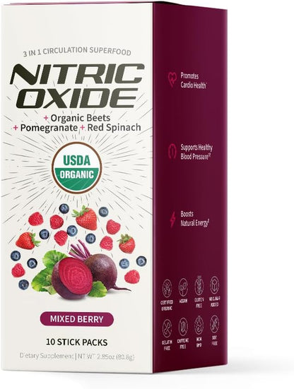 Snap Supplements Nitric Oxide Organic Beet Root Powder, Circulation Superfood On-The-Go, Convenient Single Serve Packs (10 Packs)
