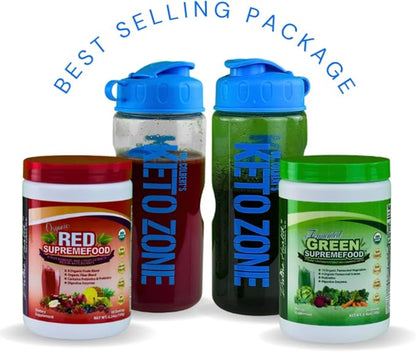 Divine Health Dr. Colbert, MD Superfood Package | 30 Servings of Green Supremefood & Red Supremefood 14 Organic and Fermented Green Vegetables and Grasses | 8 Organic Fruits