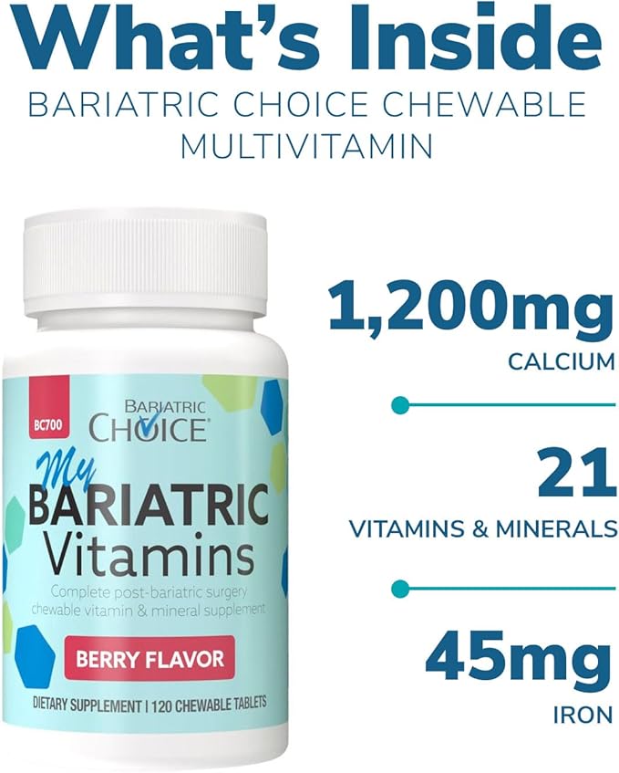Bariatric Choice My Bariatric All-in-One Multivitamin Chewable with 300 mg of Calcium, Berry (120ct)