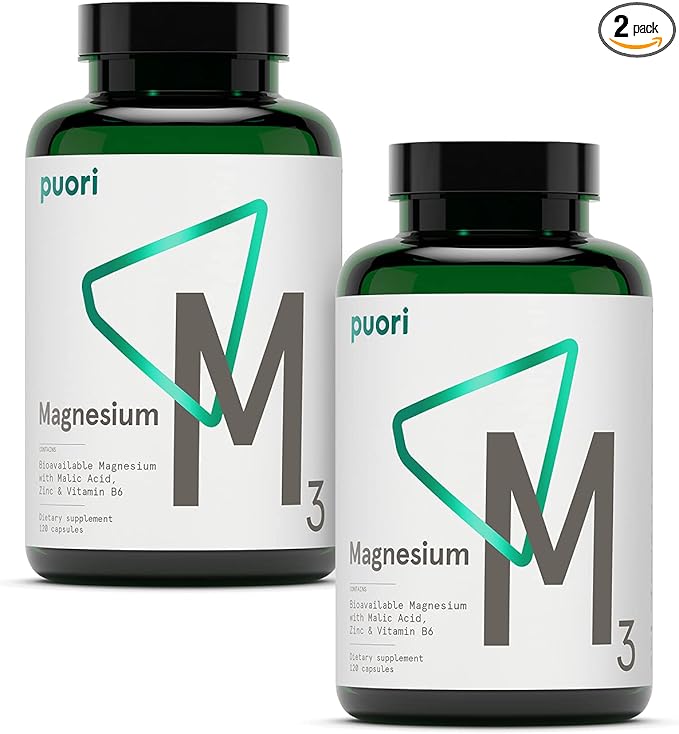 Puori Organic Magnesium Zinc Supplement - 300mg - 240 Vegan Capsules - High Absorption M3 Complex for Sleep, Immune Support, Energy, Muscle Recovery, Relaxation & Leg Cramps - Zinc & Vitamin B6