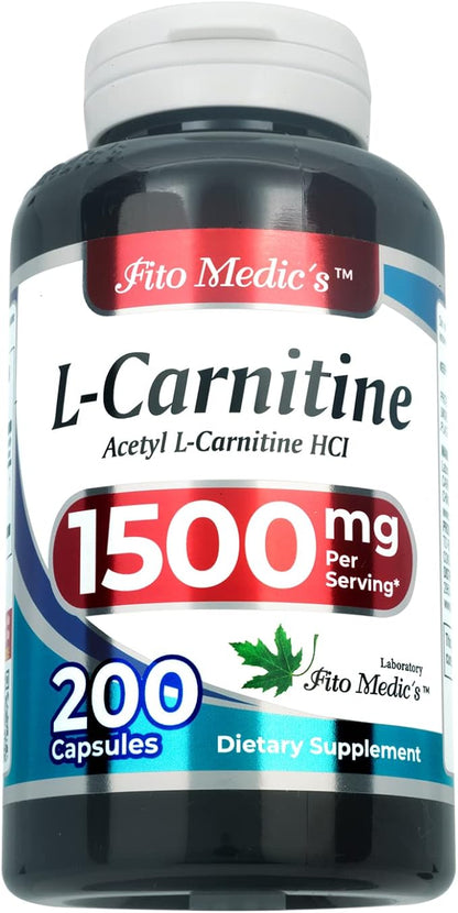 Lab - l carnitine - 1500 mg per Serving, 200 Capsules, l-carnitine - High Potency of - Acetyl l-carnitine -Supports Natural Energy Production, Supports Memory-Focus - carnitine - High Absorption.