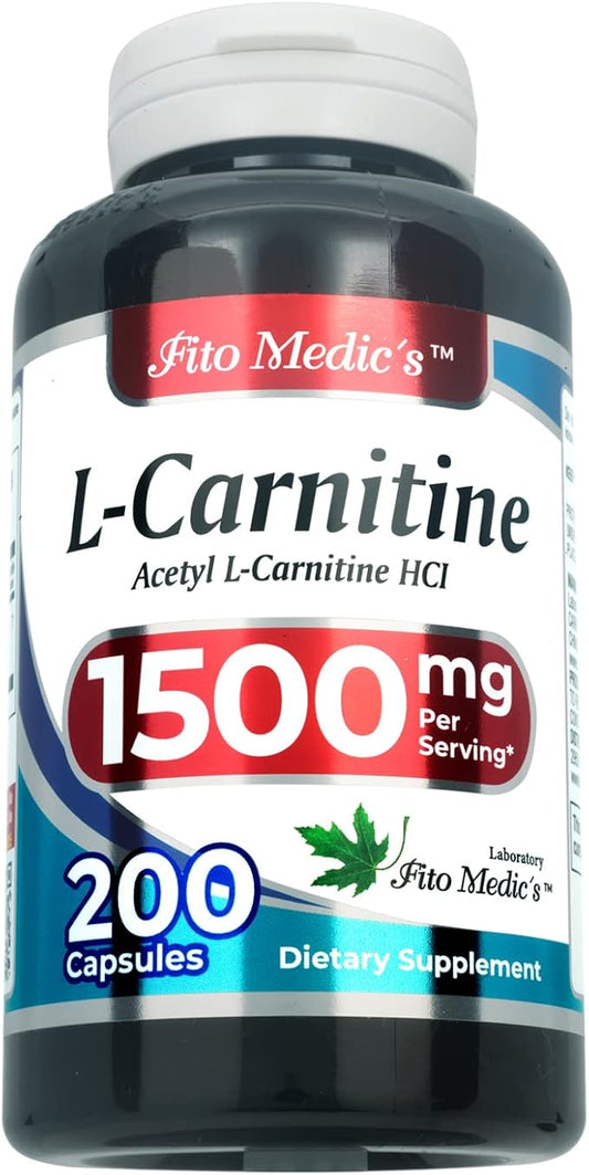 Lab - l carnitine - 1500 mg per Serving, 200 Capsules, l-carnitine - High Potency of - Acetyl l-carnitine -Supports Natural Energy Production, Supports Memory-Focus - carnitine - High Absorption.