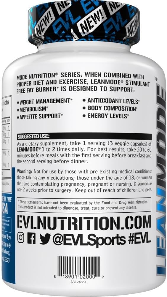 EVL Metabolic Energy Supplement - Multipurpose Herbal Metabolic Support with Invigorating Green Coffee Bean Extract - LeanMode Green Tea and Garcinia Cambogia Capsules - 30 Servings