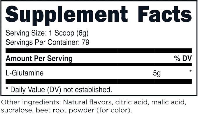 TransformHQ L-Glutamine Powder 500g (Strawberry Lemonade) - Gluten Free, Non-GMO