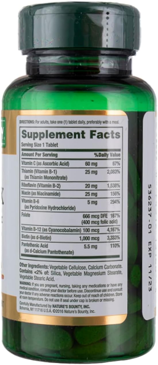 Nature's Bounty Super B Complex with Vitamin C & Folic Acid, Immune & Energy Support, 150 Tablets - Pack of 2